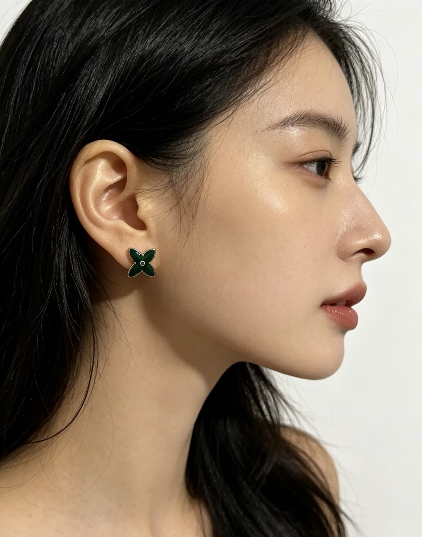 Louis Vuitton Green Enamel Earrings